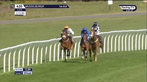 A close finish!  Mukhayyam edges out Glasses Up, winning the William Hill Racing Radio Handicap under David Allam, in the saddle for Tim Easterby  | Musselburgh Racecourse | Facebook