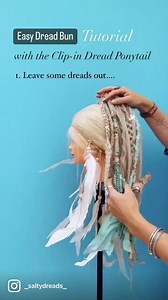 Easy Dread Bun tutorial with the Clip-in Dread Ponytail 💫 #hairtutorial #dreadtutorial #ponytail #styleyourhair #hairhacks #hairideas #saltydreads | SaltyDreads