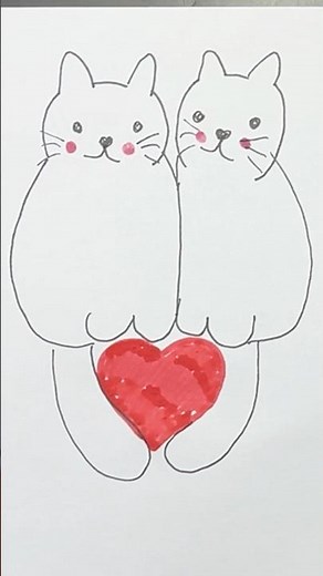 How to draw cute cats easy 🐱 🐈‍⬛ step by step drawing for kids