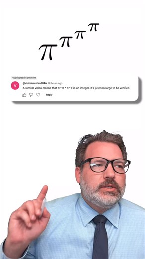 Tim Ricchuiti on Instagram: "Pi to the Pi to the Pi to the Pi: Could It Be Rational? It sounds absurd. And in a sense, it is. The number you get is unfathomably large — if you approximate pi as 3, then 3^3 is 27, 3^27 is over 7 trillion, and 3 to the 7-trillionth power gives you a number with something like 3.6 trillion digits. So yes, we’re not going to directly observe any specific properties of that number. It’s way out beyond what we can reach computationally. But the real question is more s