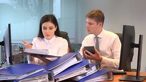 Pile Documents Files Accountants Work Calculator: Video có sẵn (100% miễn phí bản quyền) 35030161 | Shutterstock