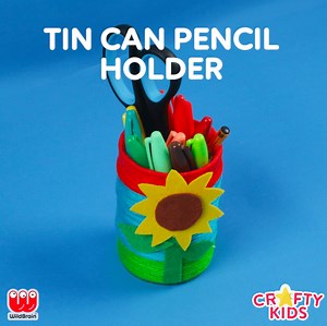 6K views · 59 reactions | Don’t throw that soup can away just yet! In just a few simple steps, you can transform a tin can into a one-of-a-kind pencil holder. ✏️♻️  Looking for more to make with your Crafty Kids? Check out the WildBrain website for more ideas!  https://goo.gl/amfwvJ | Crafty Kids | Facebook