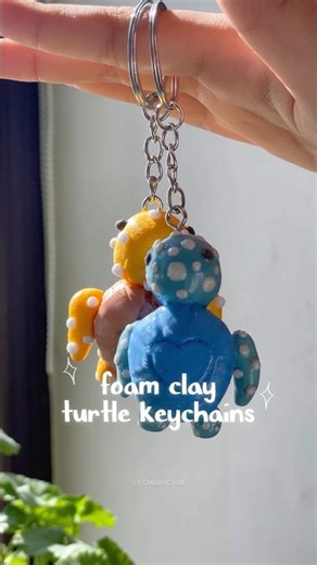 Making Turtle Keychains From Foam Clay 🐢 #diy #claytutorial #airclay #clayideas
