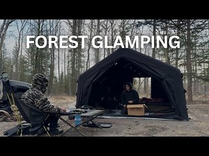 Setting Up Inflatable Tent Coody 13.6 In the Rain - Cold Camping (No Talking)