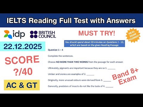 IELTS Reading Practice Test with Answers 22.12.2025 - Test #104