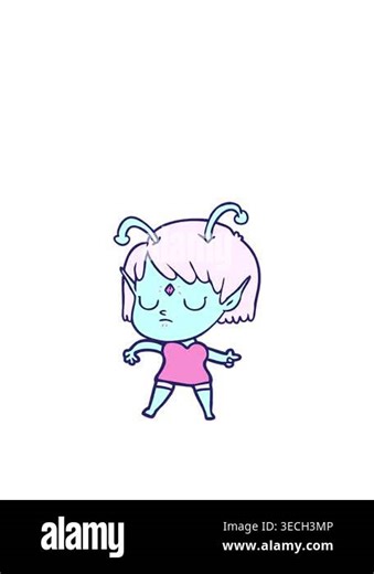 jumping motion animation of drawing of an alien girl Stock Video Footage - Alamy