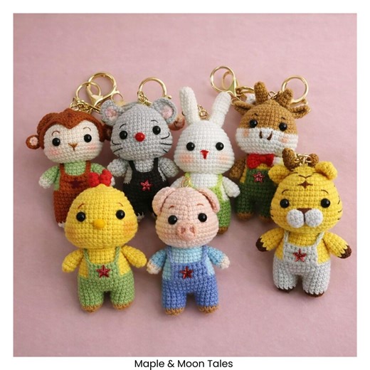 Handmade Crochet Animal Keychain, Amigurumi Keyring, Backpack Animal Charm Gift - Etsy