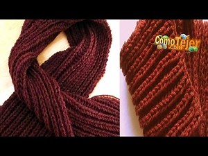 Cómo Tejer BUFANDA para HOMBRE- Knit a Scarf for Men [1/2] 2 agujas (153)