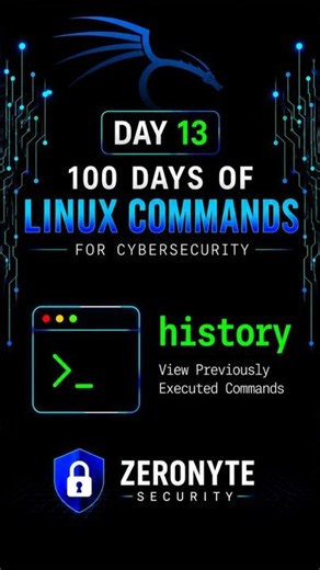 Linux Command Day 13 | history Command #linux #kalilinux #cybersecurity