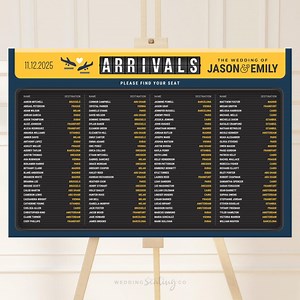 Wedding Seating Chart Board Airport Arrivals, Travel Theme Destination Flight, Alphabetical Sign Plan Printable Decorations DIGITAL - Etsy UK