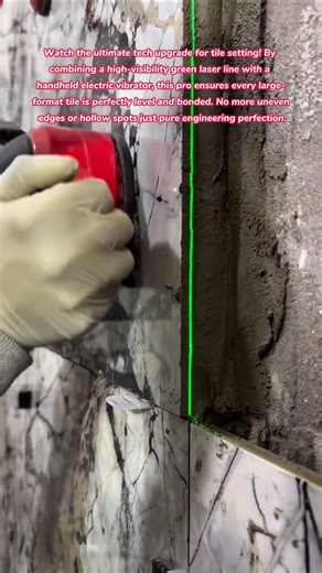 Laser Precise! 💎📐 Leveling Massive Wall Tiles #tools #technology #construction #home #how #tiles