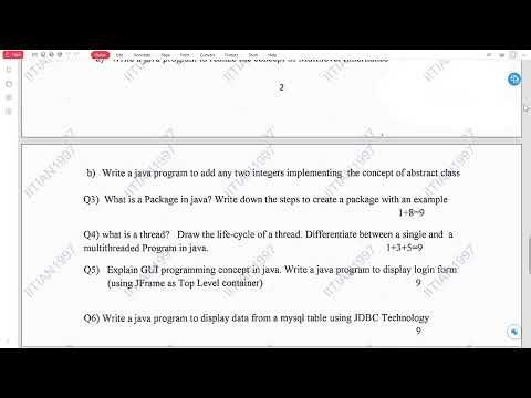 JAVA PROGRAMMING | END SEMESTER EXAMINATION | 2020