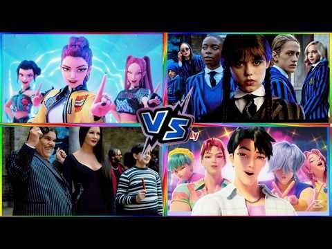 🔥 Wednesday Addams vs K-Pop Demon Hunters vs Addams Family vs Saja Boys 😱 Who Wins?