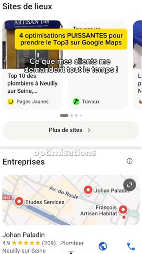 4 optimisations à faire pour améliorer ta fiche Google my business. C'est ce qui fera la différence avec tes concurrents. Une fois ces optimisations mises en place, tu pourras travailler sur le référencement naturel de ta fiche entreprise : posts réguliers, photos, backlinks, etc. Egalement, il te faut un site web avec une stratégie locale pour remonter encore plus. #seolocal #optimiserfichegoogle #googlemybusiness #gmb #fichegoogle | Arnodo - SEO