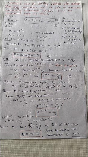 Newton's Law of Cooling Problem with Solution #exam #viralshort #devc