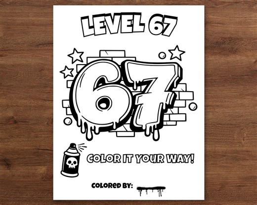 67 Coloring Page, Six Seven Printable, 67 Meme Coloring, Graffiti Style Coloring, Street Art Numbers Coloring for Kids & Adults - Etsy