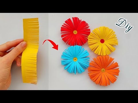 Easy Paper Flower Making | How to make easy paper flowers | Paper Flower Making Step By Step