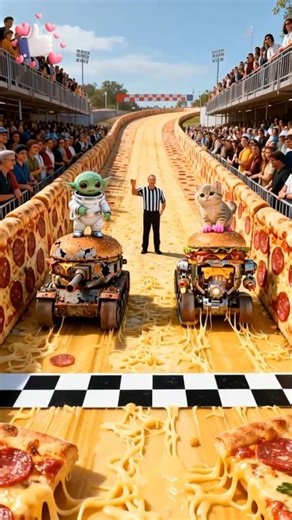 Alien vs Cat RACING SHOWDOWN on Pizza Track