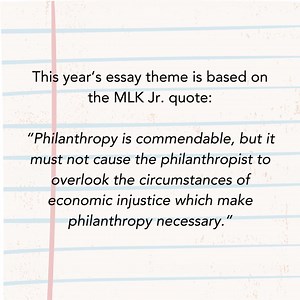 Calling all Napa County middle and high schoolers! The Napa County Library is hosting the annual Dr. Martin Luther King, Jr. Essay Contest and we want to see your essay entries! This year's essay theme is inspired by the MLK Jr. quote, “Philanthropy is commendable, but it must not cause the philanthropist to overlook the circumstances of economic injustice which make philanthropy necessary.” Submit your essay today! The deadline for submissions is Dec. 18, 2023. For contest details visit: www.co