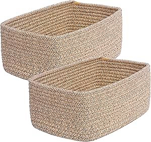 Small Woven Storage Basket,Medium Storage Baskets,Mini Cotton Rope Basket,For Shelves,Nursery,Office,Bathroom,And More–Perfect For Organizing&Décor