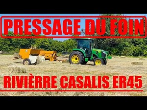 Presse moyenne densité Rivierre Casalis ER45 sur micro tracteur. Botteleuse micro tracteur