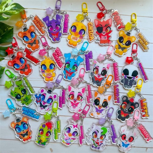 FNAF Keychains | Five Night’s at Freddy’s Inspired Accessory With Nametag and Charm - Etsy