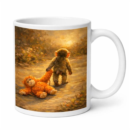 Baby Punch Monkey Ceramic Mug – Cute Sunset Monkey Art Coffee Cup, Emotional Support Animal Lover Gift - Etsy