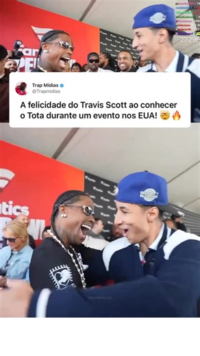 TRAP MIDIAS on Instagram: "A felicidade do Travis Scott ao conhecer o Tota durante um evento nos EUA! 🤯😂"