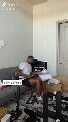 “I love my new L-Shaped desk from UPLIFT Desk!” @Tayvion Payton #standingdesk #upliftdesk #workfromhome #upliftdeskpartner