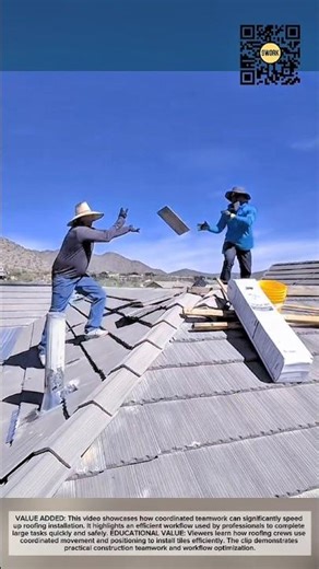 Fast Teamwork Roofing: Installing Tiles Efficiently on a Sloped Roof #9work