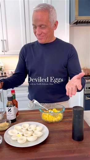 Geoffrey Zakarian on Instagram: "The perfect holiday appetizer = classic deviled eggs. Take it up a notch with my Truffle Balsamic Glaze on top! Enjoy 🥚"