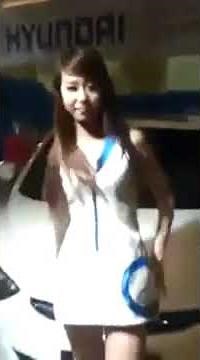 Crazy Asian Hyundai Girl at Car Show