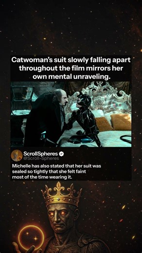 Catwoman’s suit slowly falling apart throughout the film mirrors her own mental unraveling.