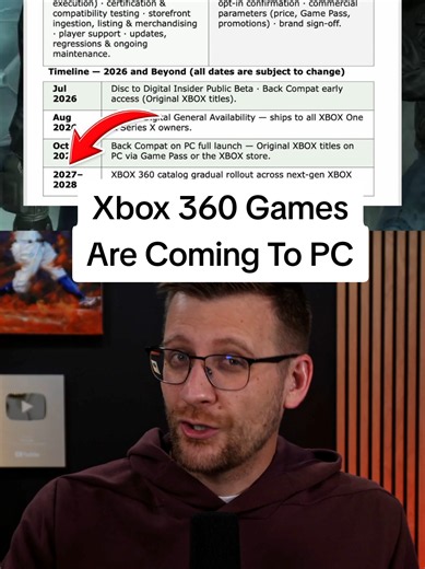 It's happening: Xbox 360 games are confirmed for PC. Full backwards compatibility might make Xbox VERY appealing compared to Sony's digital-only future. #gaming #gamingnews #xbox #xbox360 #consolegaming