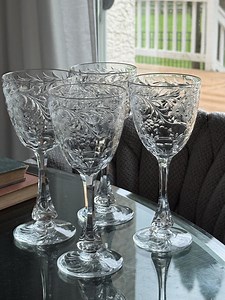 Pick From Set of 6 or 4 Vintage Victorian Engraved Floral Thomas Webb Corbett Cut Crystal Wine / Water Glass 8.25" - Etsy
