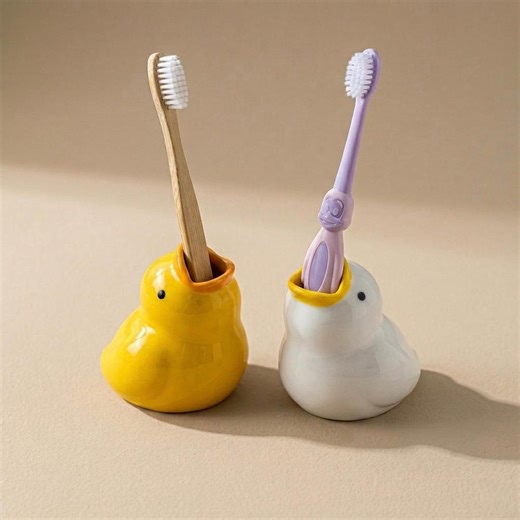 Ceramic Duck Toothbrush Holder Bathroom Sink Storage Animal Cup - Etsy