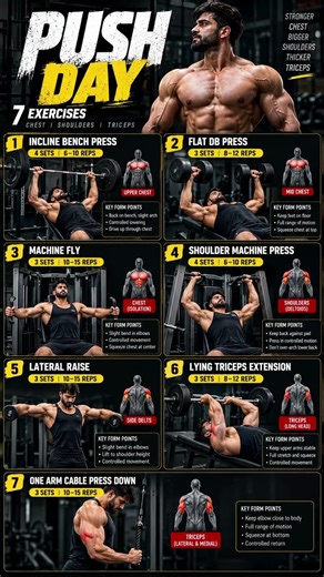 Push Day Workout 🔥 7 Exercises for Chest, Shoulders & Triceps