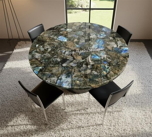 Handmade Labradorite Coffee Table Top: Rainbow Flash Stone, Unique Decor - Etsy