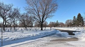 Minneapolis–Saint Paul. USA. Views of the Fort Snelling National Cemetery a United States National Cemetery. Winter time