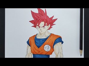 How To Draw Goku Super Saiyan God Step By Step || Easy Anime Sketch