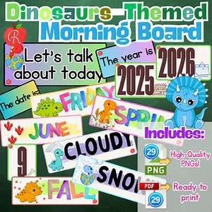 Morning Board Calendar | Back to school | DinosaursTheme| Days | Classroom Decor