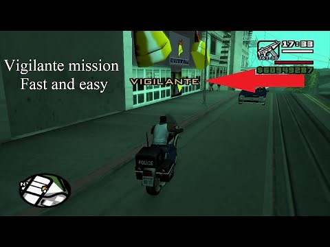 GTA SA Vigilante\\Cop mission glitch 12 levels easiest and fastest way