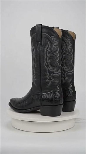 Los Altos Men’s Black Genuine Ostrich Leg Cowboy Boots – Snip Toe Western Dress Boots