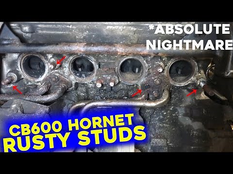 Exhausting rust - how to remove rusty studs and bolts - exhaust leak repair - Honda CB600 Hornet F3
