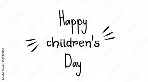 Simple children's day word animation isolated on white background. Loop motion clip for kid day.