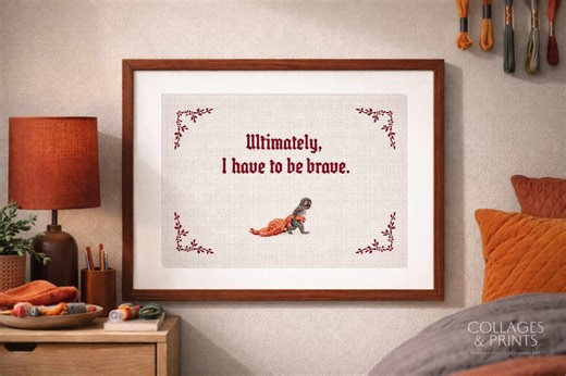 Punch Monkey Printable Wall Art, Cross Stitch Brave Quote Print, Vintage Motivational Digital Download - Etsy