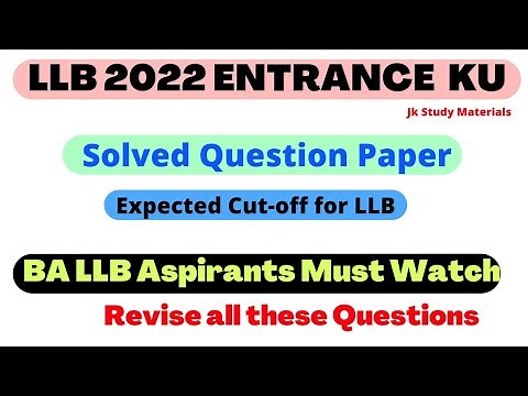 LLB 2022 Solved Question Paper Kashmir University Entrance | BA LLB Students Revise These Questions