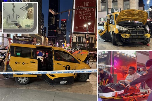 Taxi hits multiple pedestrians outside iconic NYC Macy’s on Christmas Day — with good Samaritans jumping in to rescue boy, 9, and his mom