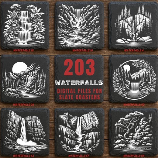 203 Waterfall Slate Engraving File: Scenic Nature Waterfall SVG for Home Decor - Etsy