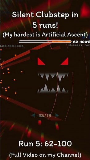 I Got Silent Clubstep in 5 Runs! #geometrydash #gd #extremedemon #silentclubstep